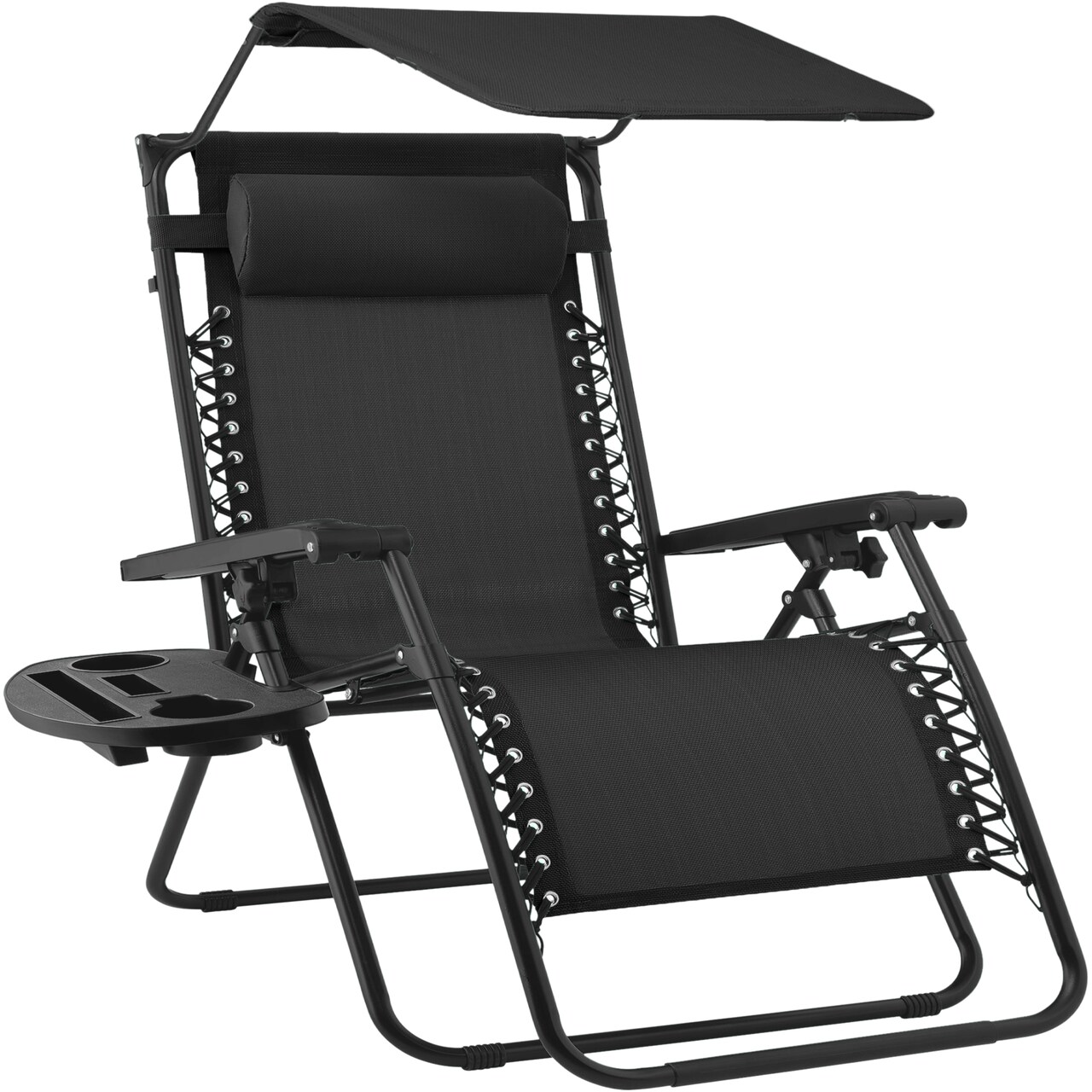 Best Choice Products 30” Extra Wide Folding Zero Gravity Patio Lounge Chair w/Adjustable Canopy Shade